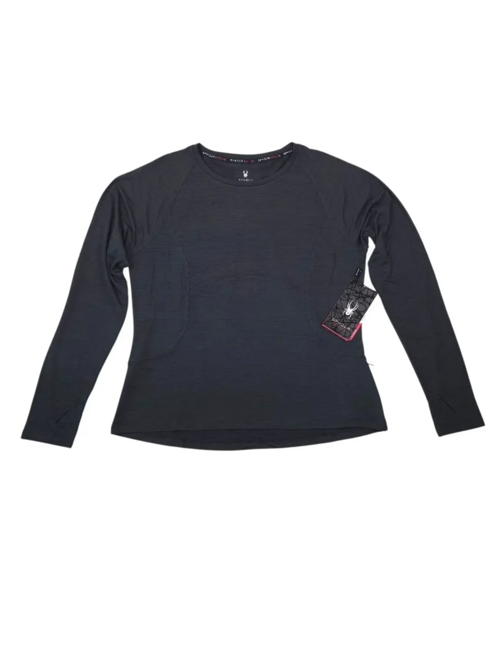 Spyder Active Ladies X-Large Long Sleeve Shirt Thumbhole Slits Zippered Pockets